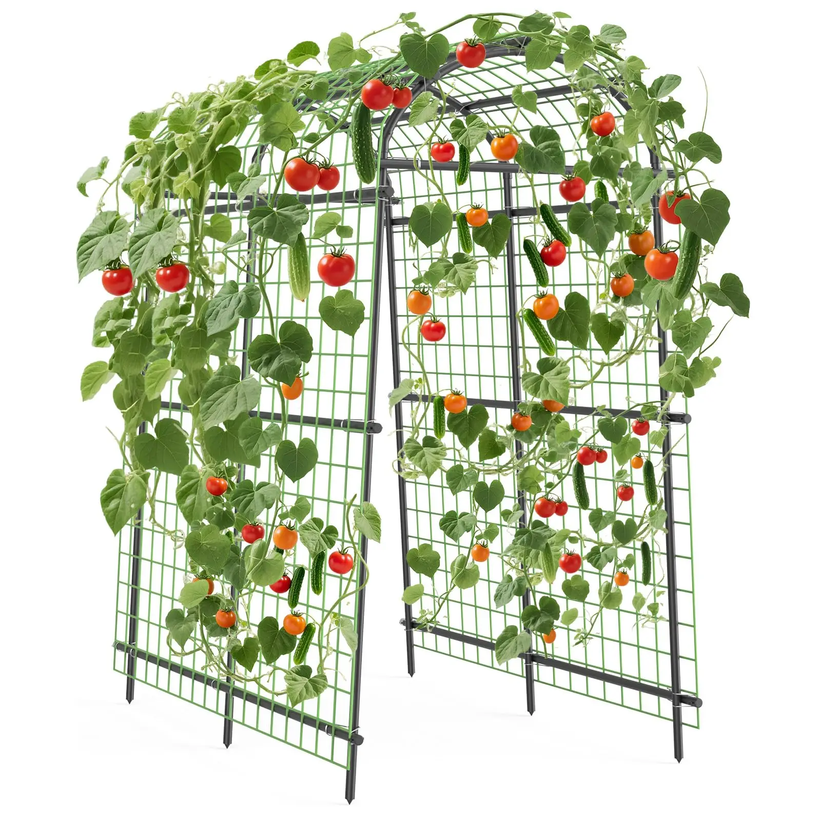 7.5FT Metal Garden Arch Trellis with Netting, Adjustable 35