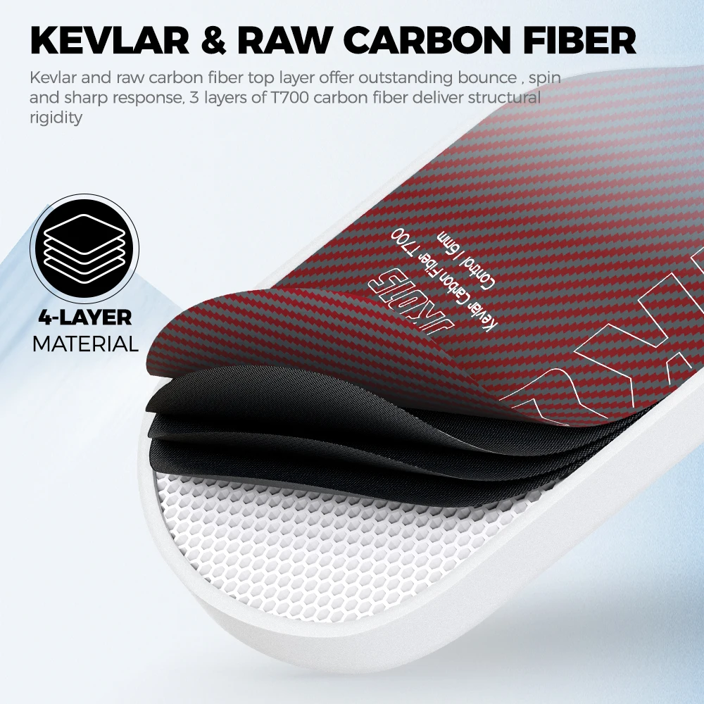 JIKEGO Kevlar T700 Raw Carbon Fiber Pickleball Paddle 16MM 5.5 inch Grip Narrow Cell PP Core Pickle Balls Adult Children Racket