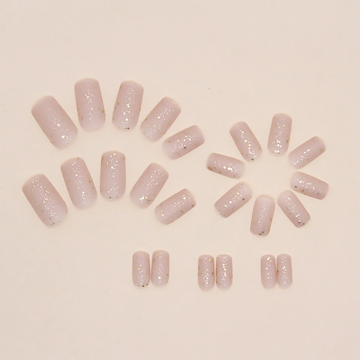 24 pieces of medium square frosted texture fragments glitter wearable nail pieces & 1 rubbing strip & 1 jelly glue