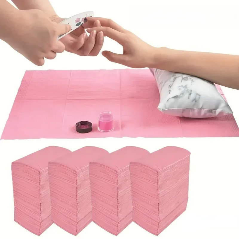 25/50/125 sztuk różowy tatuaż obrus wodoodporna podkładka do czyszczenia jednorazowy tatuaż do paznokci DIY bawełniany pluszowy papier uroda narzędzia do paznokci — zdjęcie 2