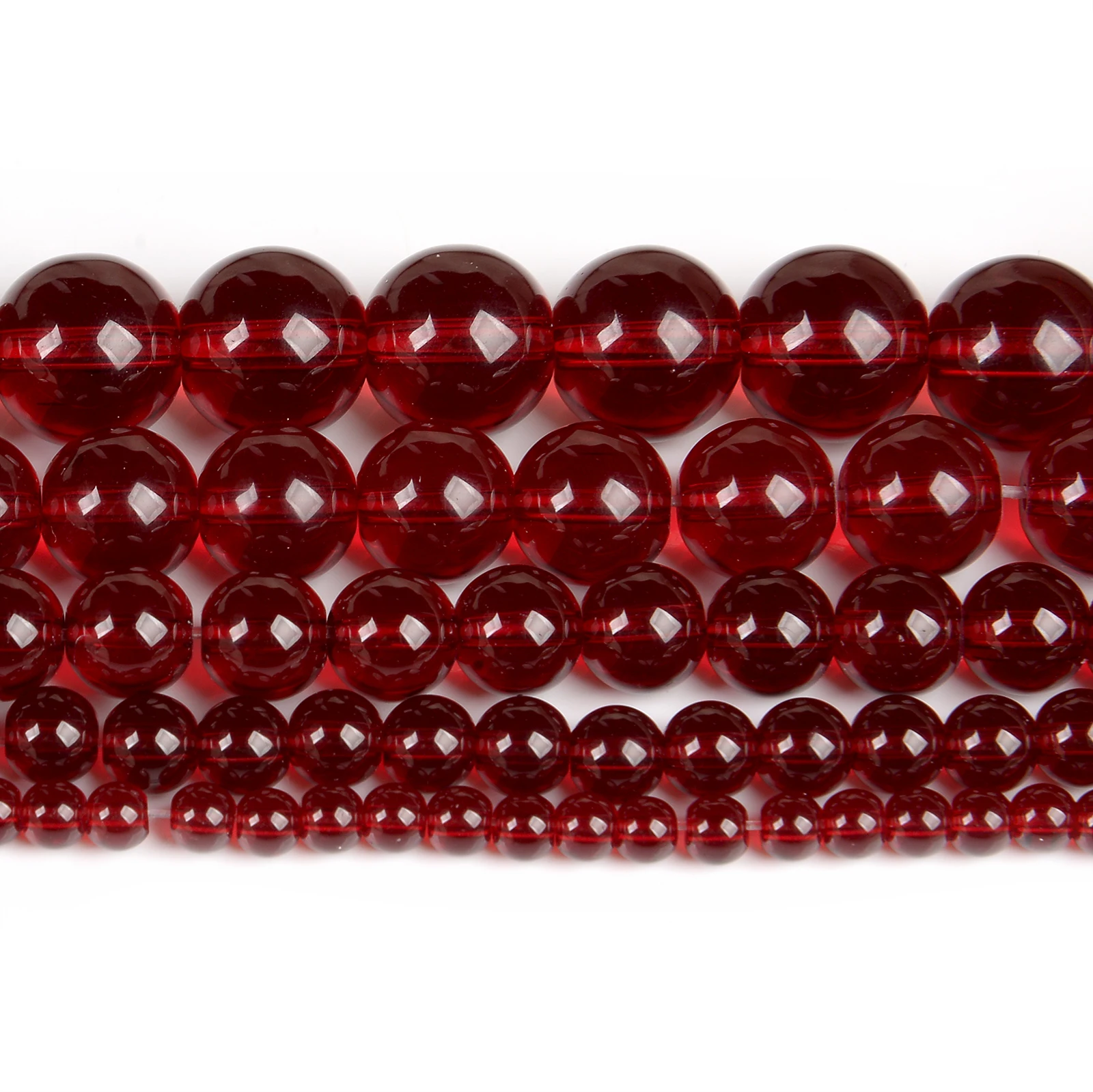 Natural Stone Beads Pomegranate Red Glass Round Loose Beads for Jewelry Making DIY Bracelet Accessories 4/6/8/10/12mm