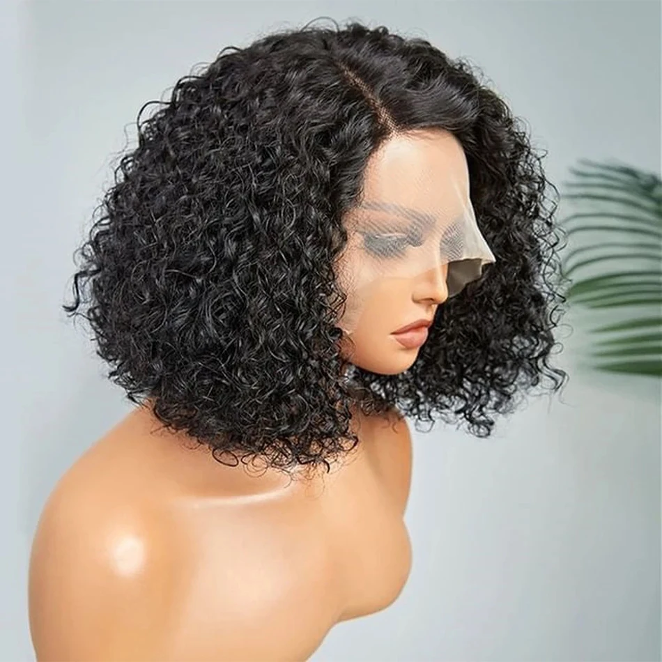 Peruca Curta Curta Curta para Mulheres, 13x4, 4x4 Lace Frontal, 200 Densidade, Perucas de Onda Profunda, 100% Cabelo Humano