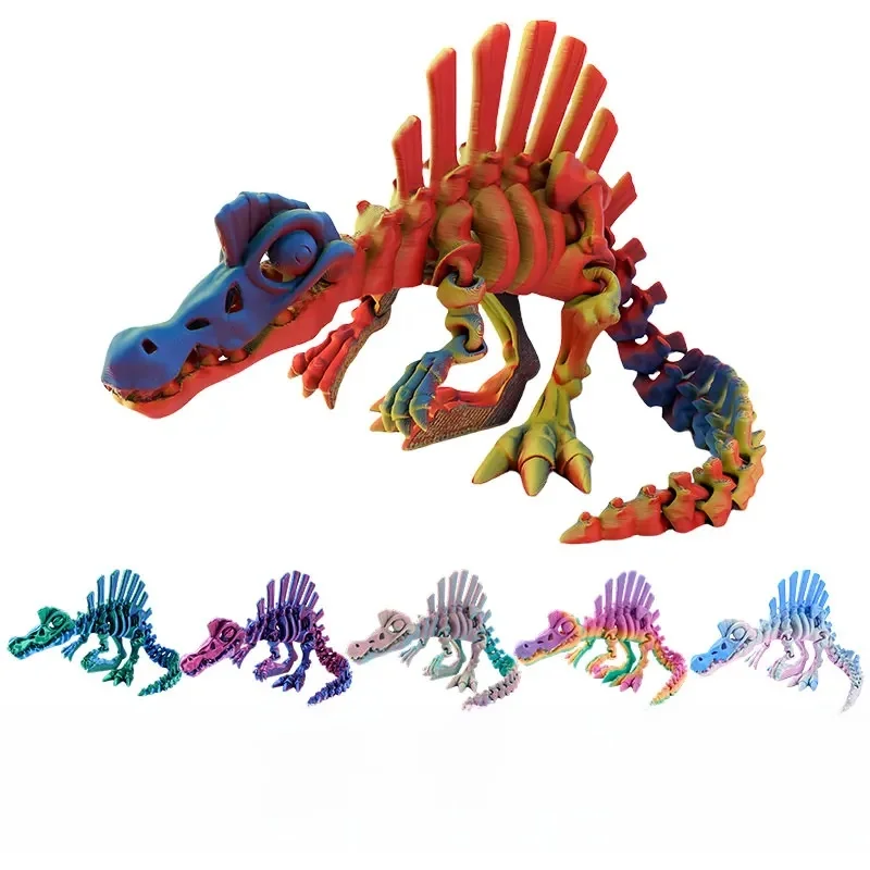 Figurine d'échinosaurium mobile imprimée en 3D, modèle d'os de Dragons, ornement artisanal de bureau, nouveauté créative, cadeaux pour enfants