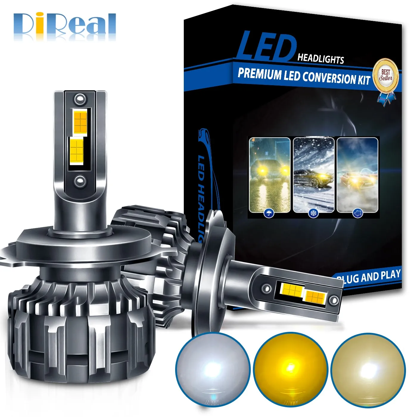 

24V Truck headlights Car Bulbs Led H11 H1 H7 H8 H9 H4 9005 9006 9012 H16 H18 6000K/3000K/4300K 3colors LED H7 Headlamp Bulb M3T