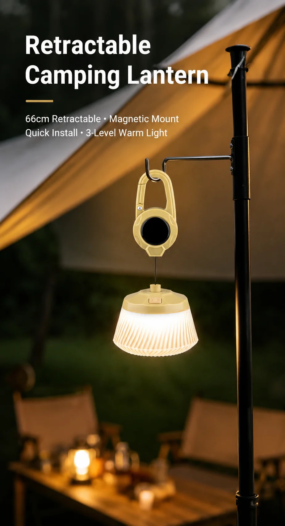 Magnetic LED Hanging Light Rechargeable, 3 Brightness Levels Warm Night Light with Hook, Removable Diffuser for Bedroom Closet