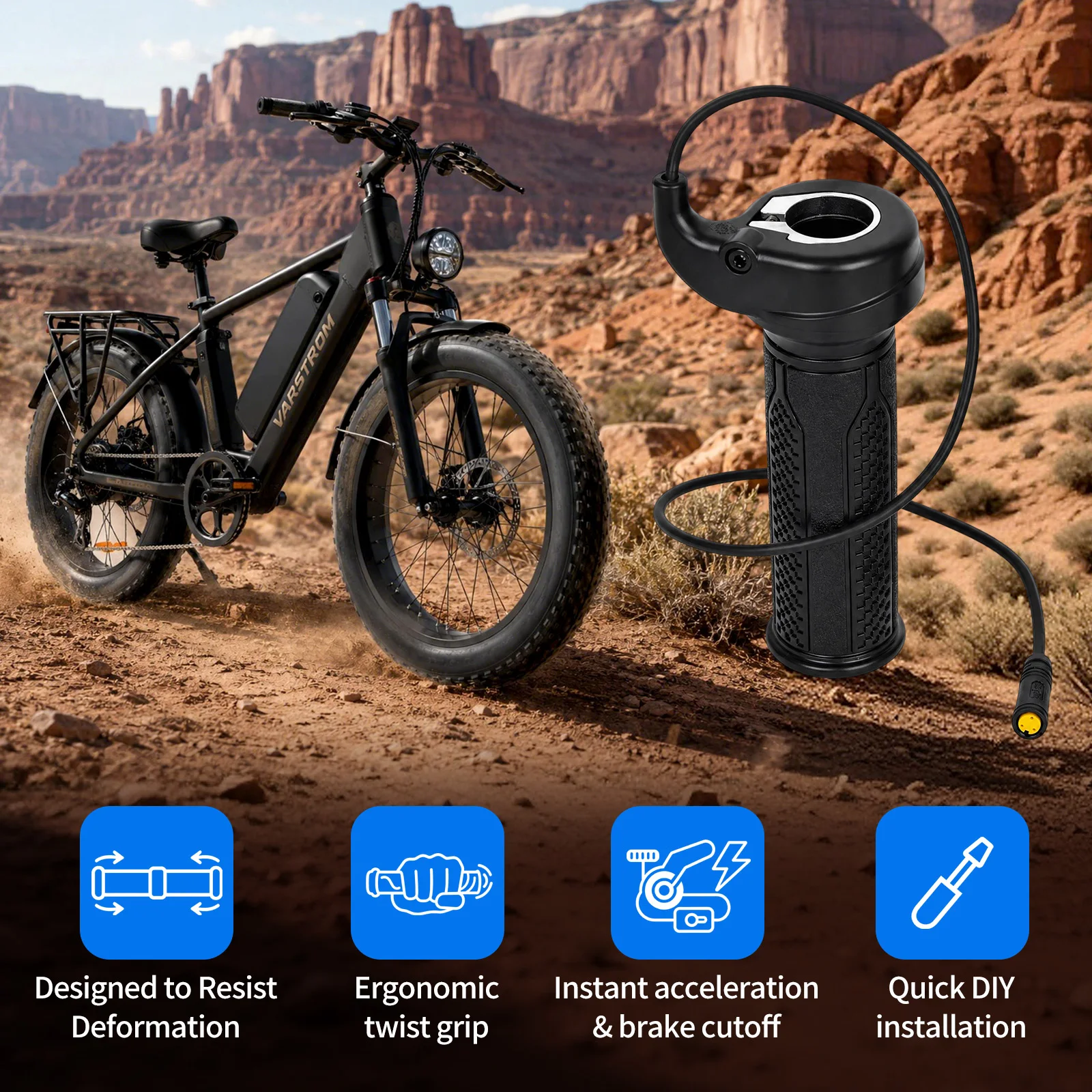 [Stock UE ] Ebike Acelerador Giro Completo / Medio Kit Ebike para Conector 3 Pines 12V-72V Conversión Bicicleta Eléctrica Enchufe Impermeable Universal Compatible con Bafang BBS02 Tongsheng TSDZ8 Varstrom Motores kits