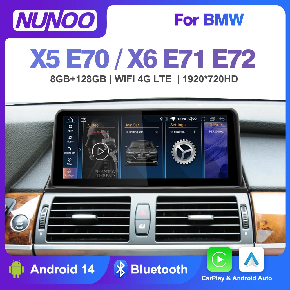 

New Android 14 Car Radio CarPlay Screen For BMW X5 E70 X6 E71 E72 2006-2013 GPS Car Multimedia Player Navigation Stereo MP4 WiFi