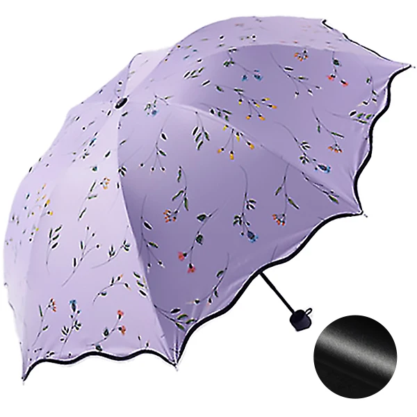 Marbella UV-blocking floral sun-shaped black black umbrella