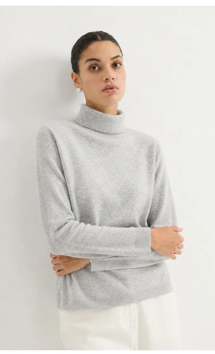 MZ62020 Damen Rollkragenpullover aus Kaschmir-Modal-Mischung, Langarm, Weiche Textur, Oberteil für Herbst und Winter, Ideal für den Alltag und zum Schichten. – Detail 6