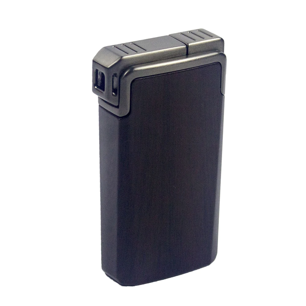 

Windproof Dual-Flame Refillable Butane Torch Lighter with Adjustable Jet Wood Grain Design Cigarette Accessory Man Dad gift