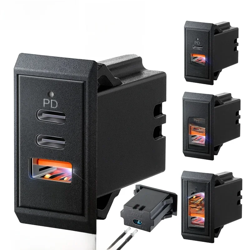 Gniazdo zasilania 12V 24V z wyjściem USB 54W, podwójny port USB-C PD, szybkie ładowanie 3.0, gniazdo ładowarki USB do Passata B8 B7 B6 B5, akcesoria — zdjęcie 2