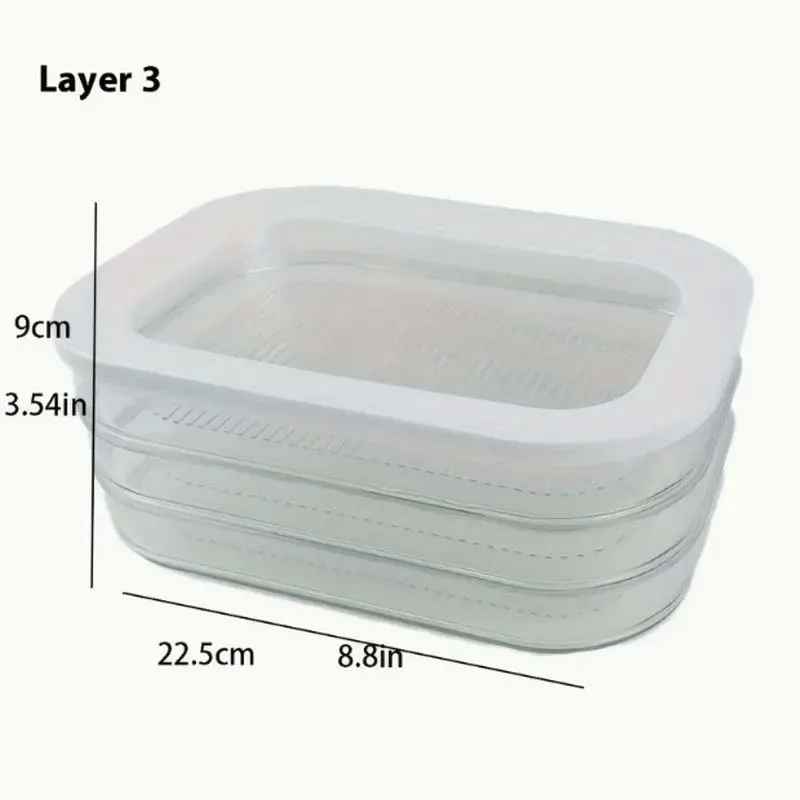 1-Piece Storage Container: 3-Layer PET Plastic Cold Plate Container Set, Leak-Proof And Reusable Food Sealing Box For Meat