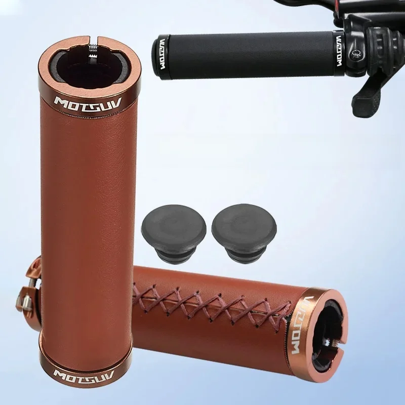 AliExpress Retro PU bicycle handlebar cover 22.2 mm Double-sided locking handle cover gauge City Bike Recreation Cycling Bicycle accessorie