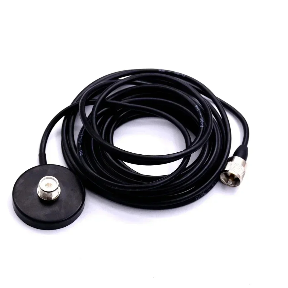 55mm Mini podstawa anteny z mocowaniem magnetycznym 5M 16,4ft PL-259 RG58 Kabel koncentryczny do anten mobilnych HF VHF UHF Skaner radiowy samochodowy Ham — zdjęcie 2