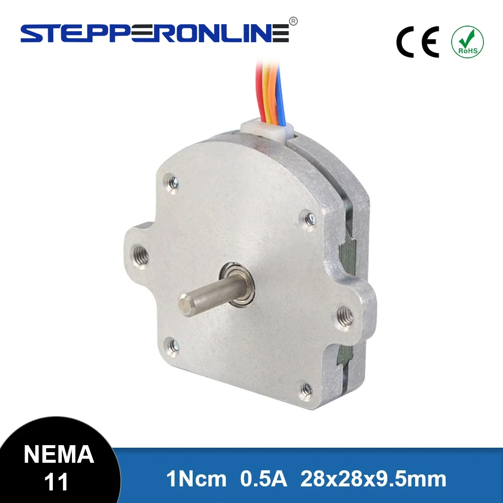 Pancake Motor Nema 11 Stepper Motor Bipolar 1.8deg 1Ncm 0.5A 28x28x9.5mm 4-lead Round Stepper Motor