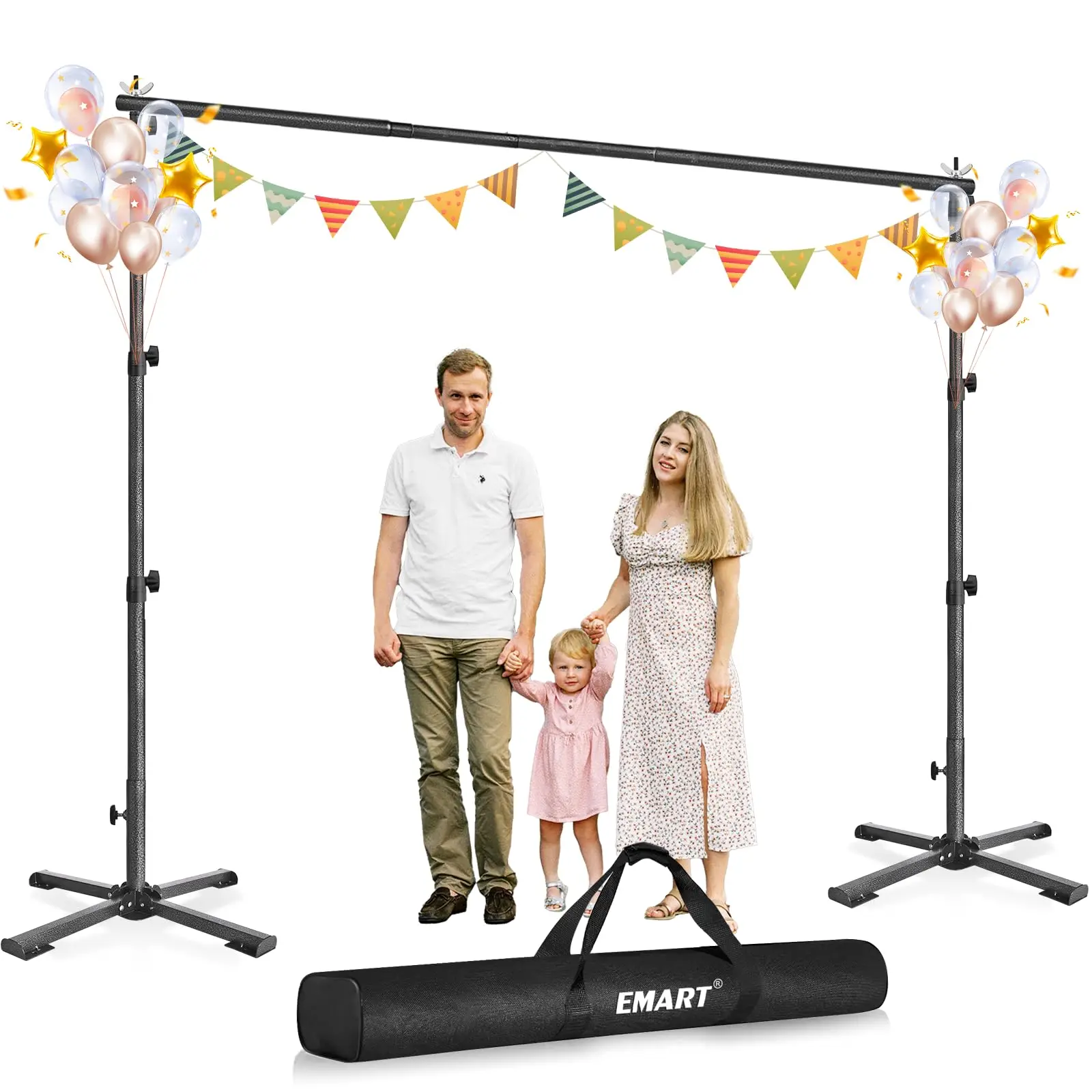 

8.5x10ft Backdrop Stand Four Legged Photo Background Frame Kit with Foldable Cross Base for Parties Wedding Photoshot