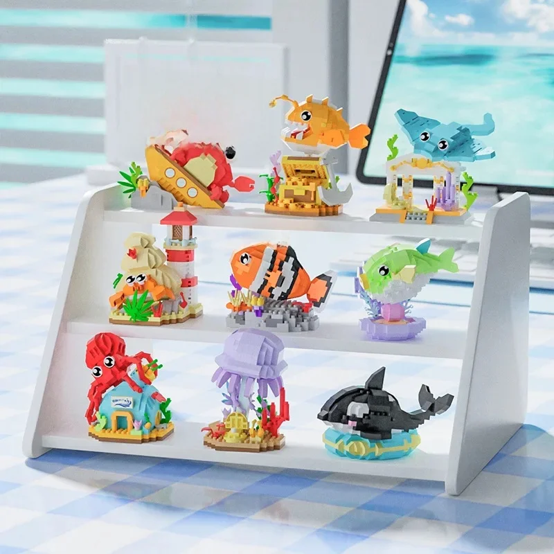 Blocs de construction d'animaux marins amusants, jouets, puzzle pour enfants, créatures sous-marines assemblées, cadeaux pour étudiants garçons