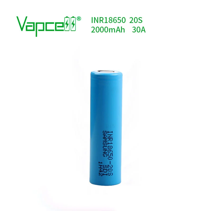 Vapcell 100% original battery INR18650 20S 2000 mah 30A 3.7v Li-ion 18650 discharge rechargeable