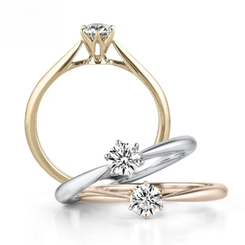 CC Einfache Ringe Für Frauen Silber-Überzogene Zirkonia Runde Stein Klassische Schmuck Braut