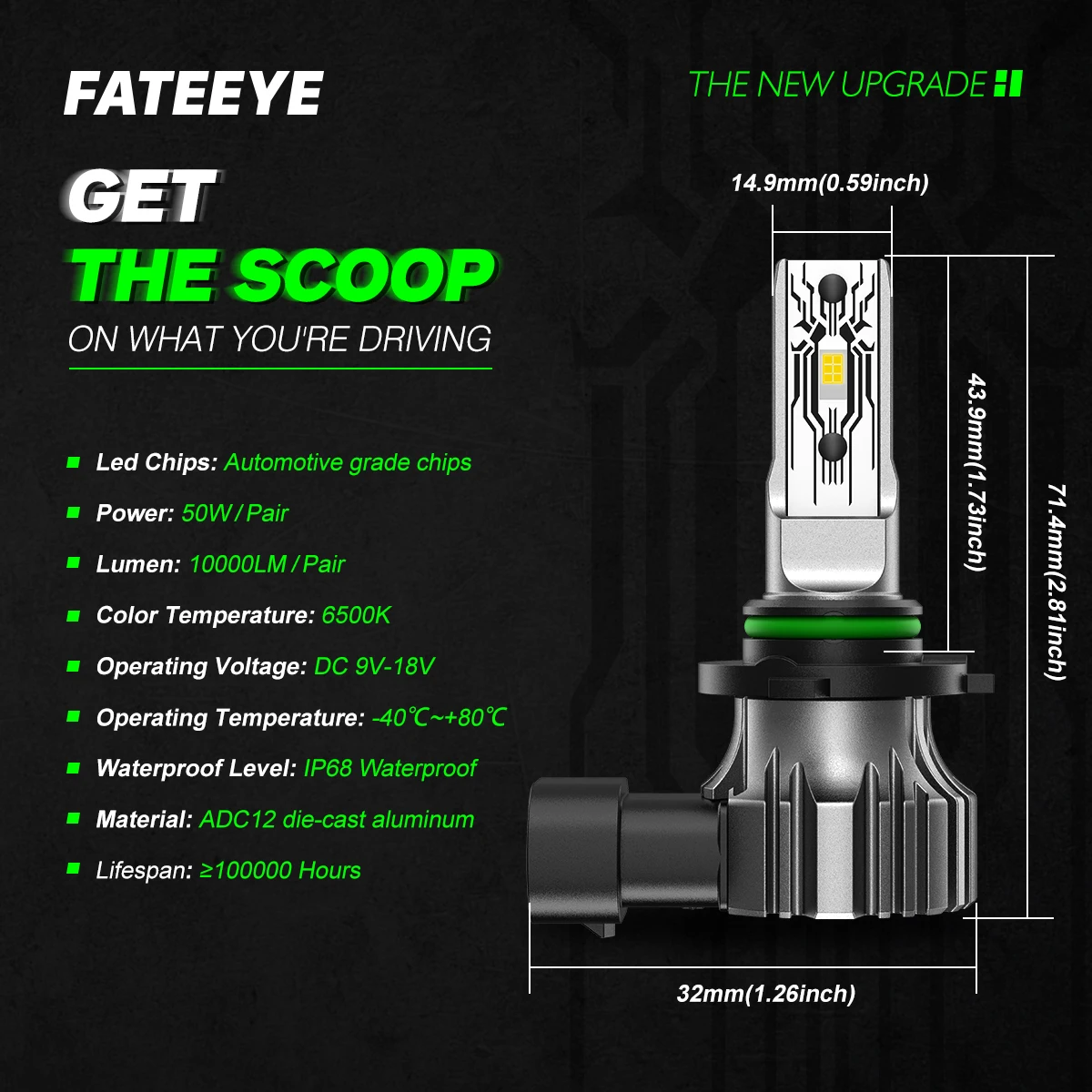 Fateeye F1 H7 LED Headlights For Car H4 LED H11 H1 9005 HB3 9006 HB4 12V LED Auto Headlamp Fog Light Bulbs 6500K 50W 10000LM