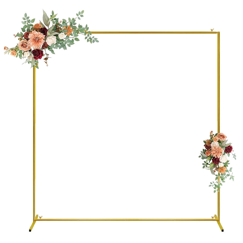 Support de toile de fond pour arche de mariage, support de toile de fond carré doré, idéal pour les mariages, les enterrements de vie de jeune fille, les toiles de fond de photomaton, les fêtes d'anniversaire, les cérémonies, les anniversaires, les arboratures de jardin en extérieur