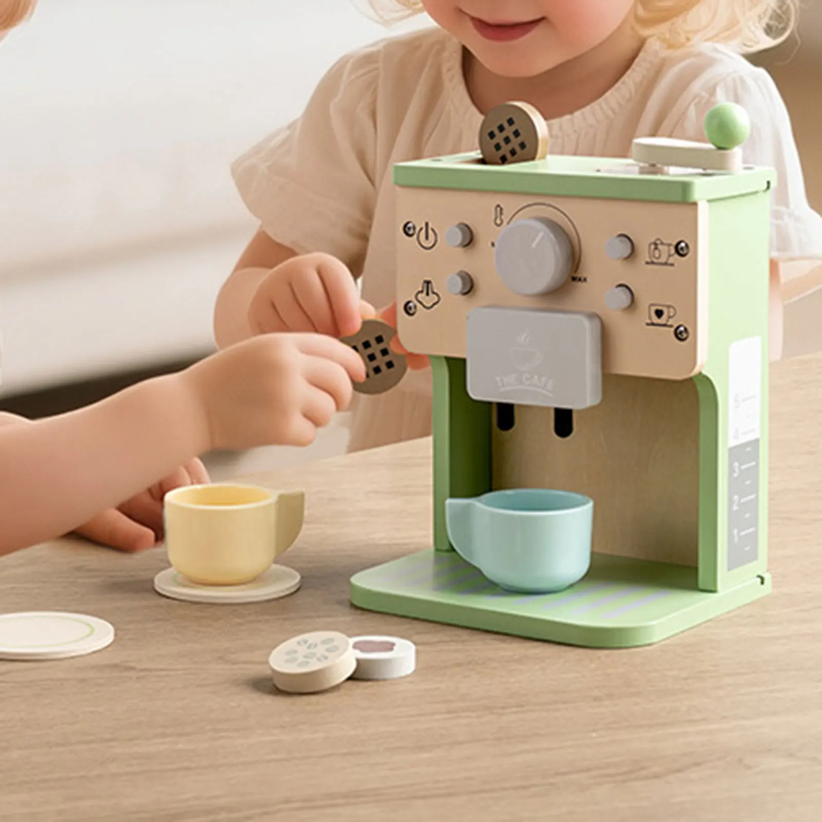 Juego de té nórdico de madera para el hogar, máquina de café, té de la tarde para niña pequeña, juguetes de cocina, habitación para niños, regalo de cumpleaños para guardería