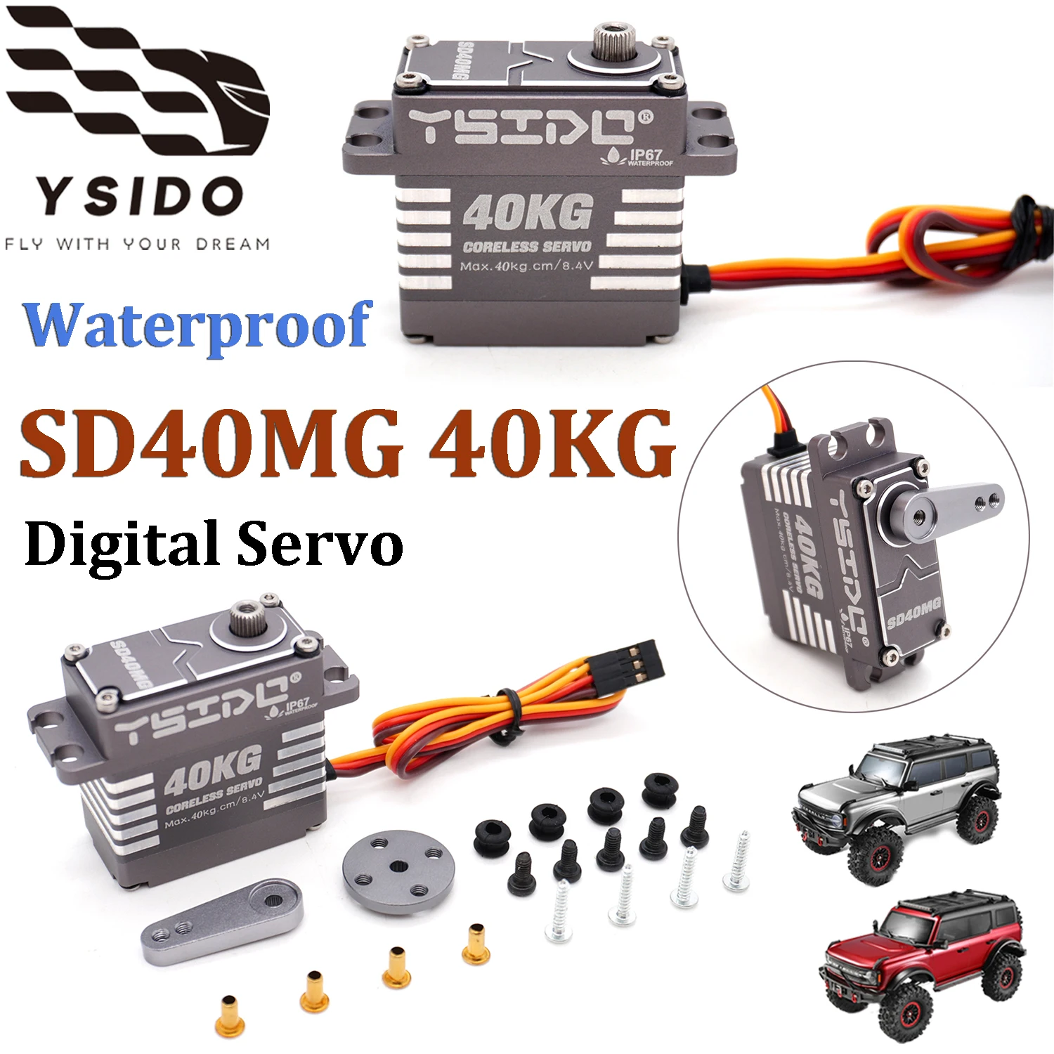

1/8 1/10 RC Car Model Parts Waterproof IP67 Servo SD40MG 40KG 180° Digital Servo Full Aluminum Case Servo Stainless Steel Gear