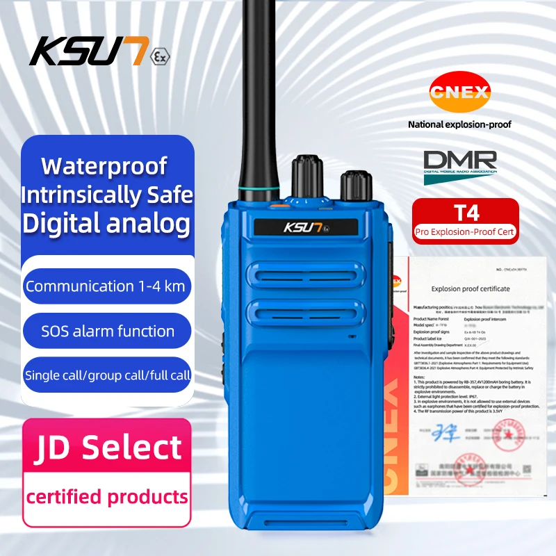 

Professional Explosion-proof Walkie Talkie Waterproof Analog Digital Two Way Radio Intrinsically Safe Long Range KSUT DM1200(EX)