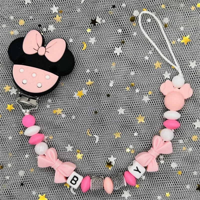 Clips de sucette pour bébé, 1 pièce, nom personnalisé, chaîne de perles en Silicone, jouets de dentition, support factice, nom russe et anglais, chaîne de sucette, cadeau