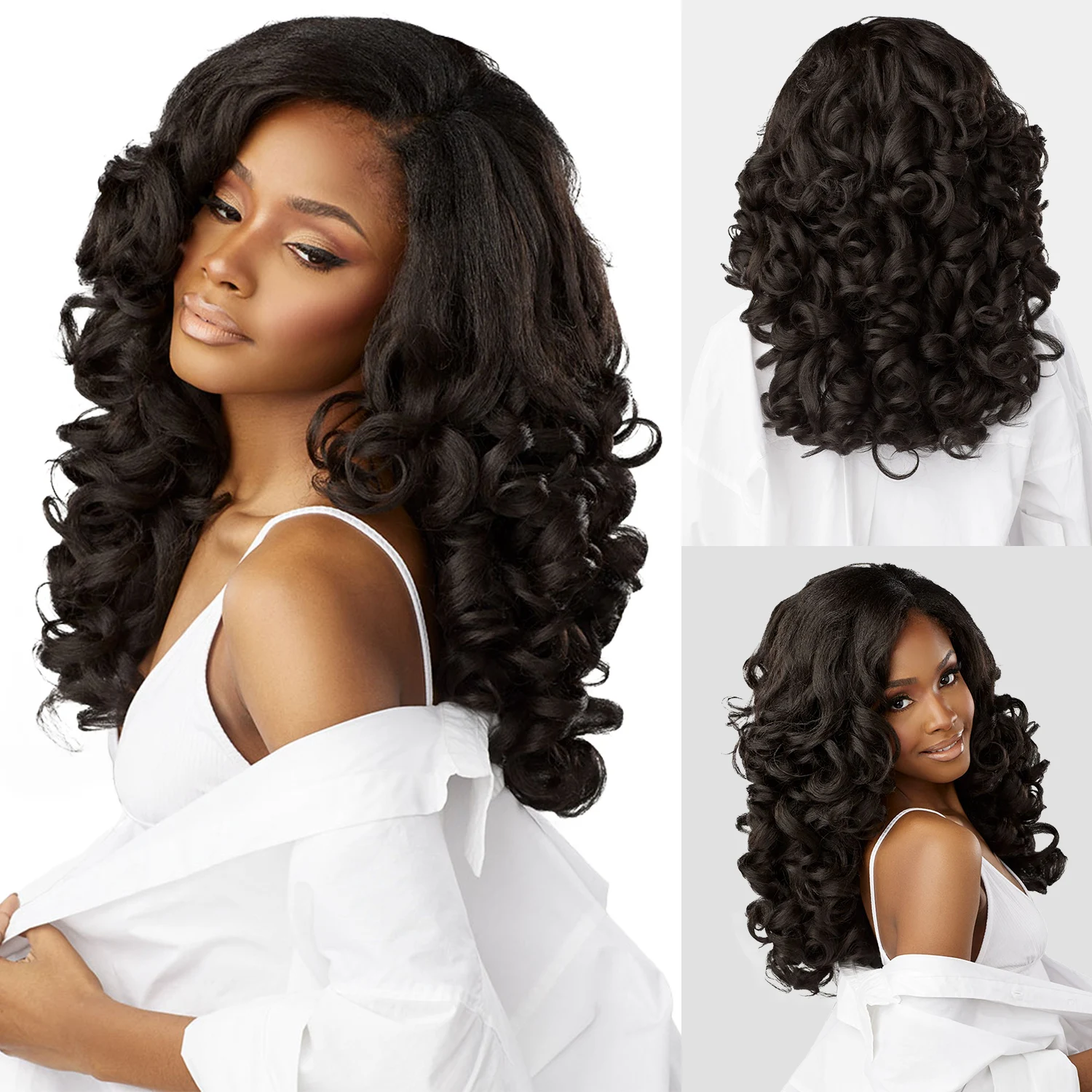 Sensationnel الاصطناعية نسج تجعيد الشعر Kinks N Co حزم 3X حزمة متعددة Latisha Curl 14 "16" 18"