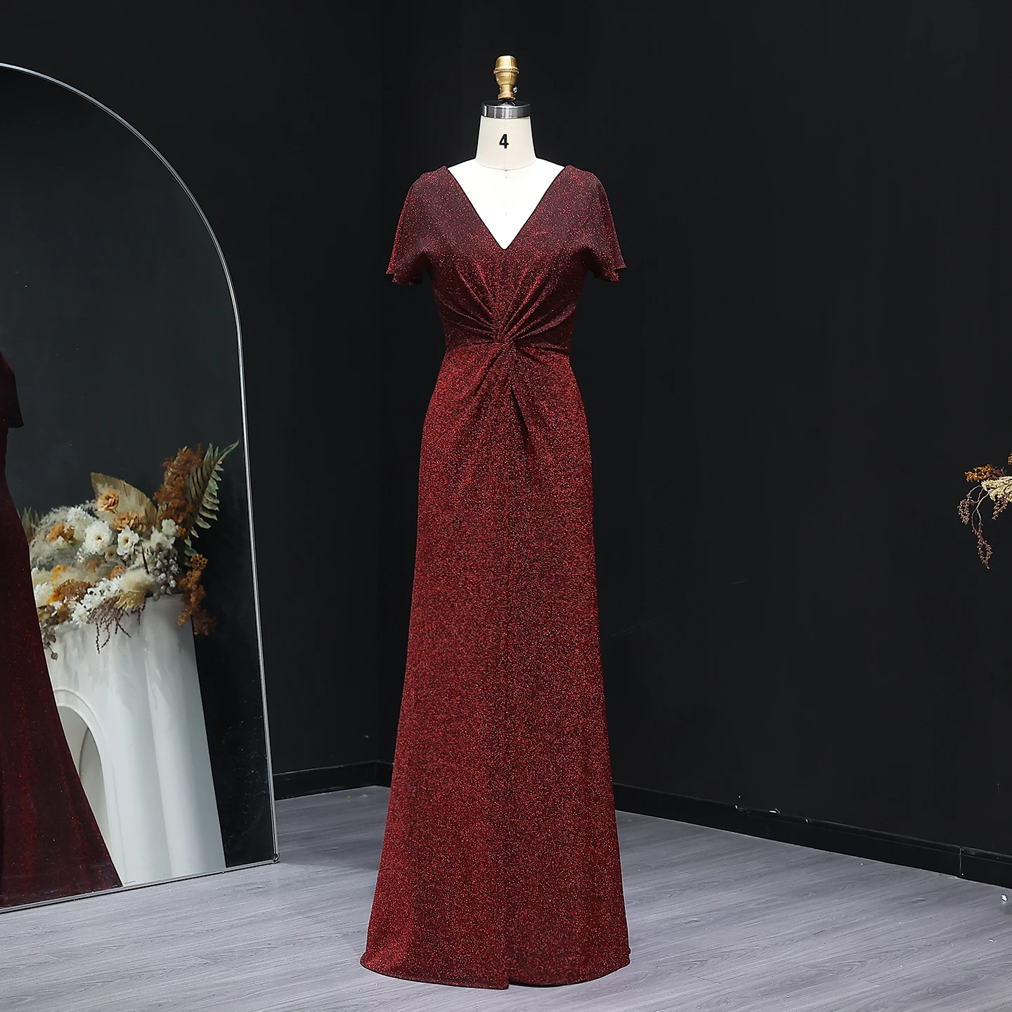 

Sharon Said 2025 Red V-Neck Cape Sleeves Mermaid Bridesmaid Dress Simple Long Sheath Wedding Guest Gowns BS238 Customized