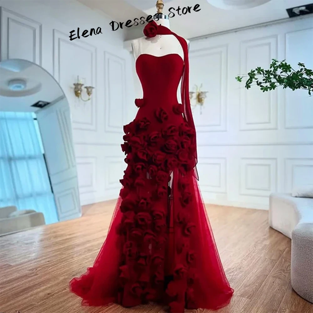 Sereia 3d flor decoração vestidos de noite personalizado elegante sem alças vestido de baile alta qualidade dubai vestidos de ocasião sob medida