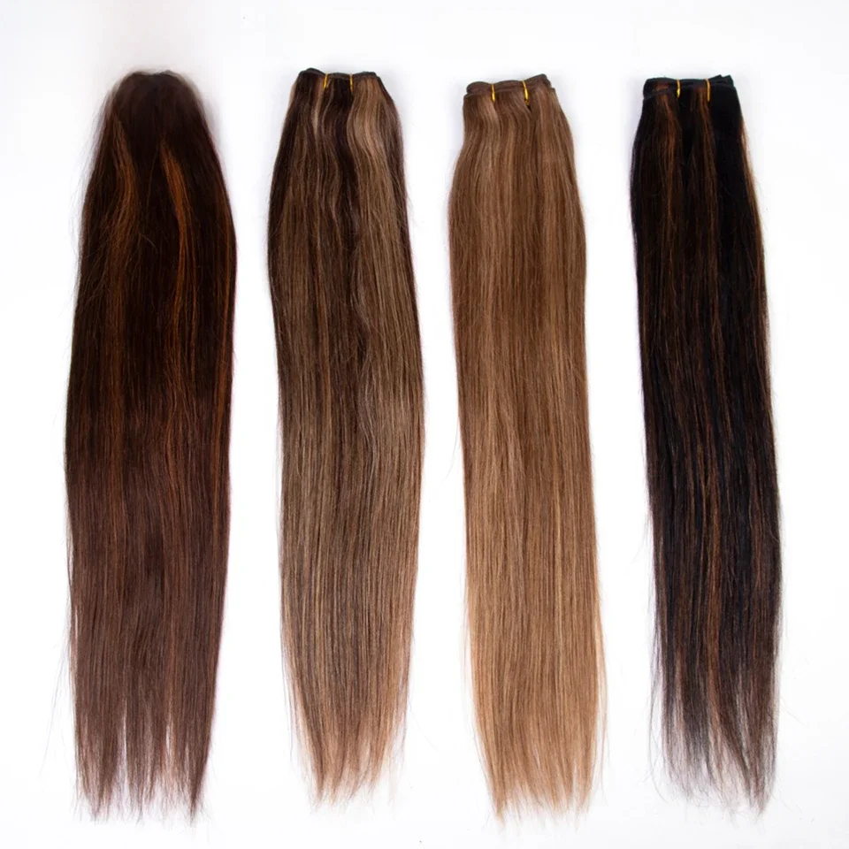 Sleek Braziliaanse Straight P4/27 P6/27 Bruin P4/30 P1B/30 Human Hair Weave Bundels 100% Natuurlijke Rmy Haarverlenging 10 Tot 26 Inch - afbeelding 2