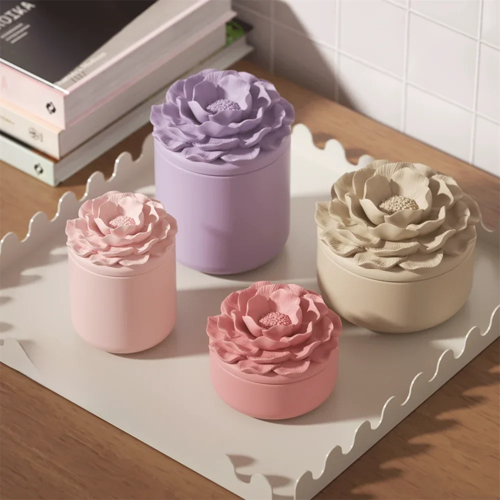 Nicole Camellia Candle Jar Jesmonite Silicone Mold Reusable Candle Refill Mold DIY Flower Concrete Gypsum Mould — 2