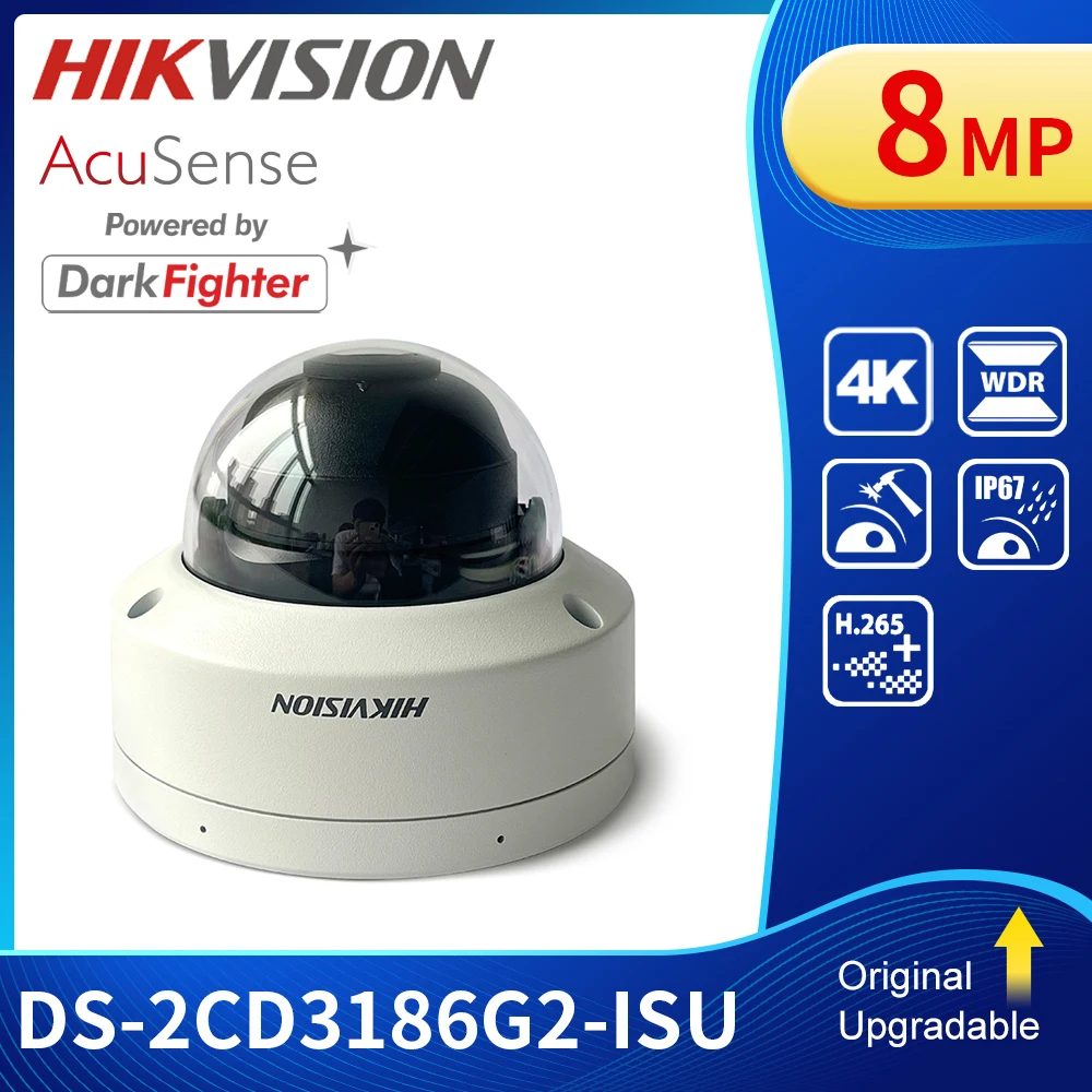 

H ikvision DS-2CD3186G2-ISU 8MP AcuSense ик купольная сетевая камера HEOP H.265 + встроенный микрофон водонепроницаемая умная IP-камера безопасности