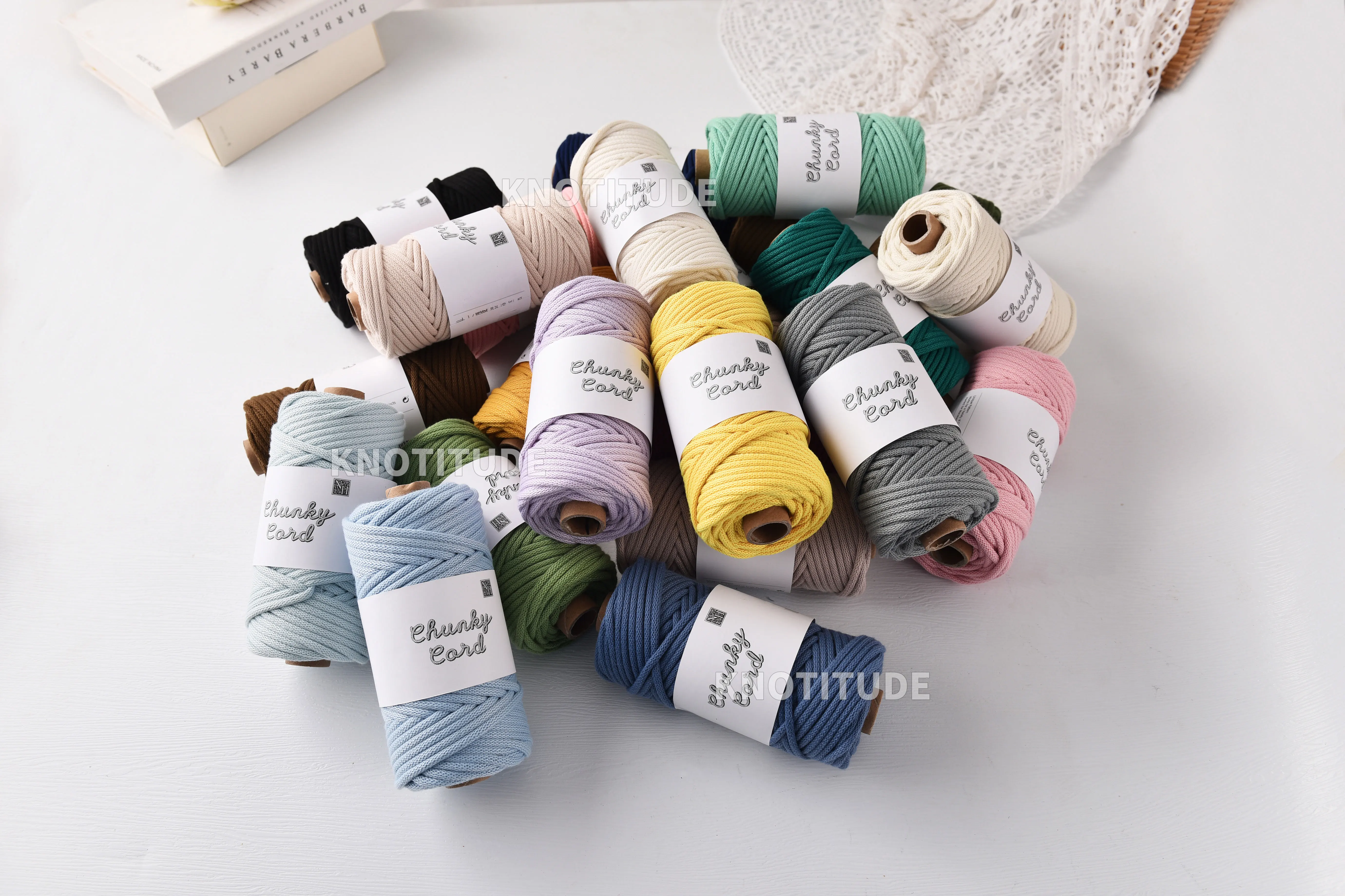 4.0MM x 60yds Chunky Cord MACRAME CORD Hand Knitting yarn Tube yarn for Bag Making Rope Rug Making cord