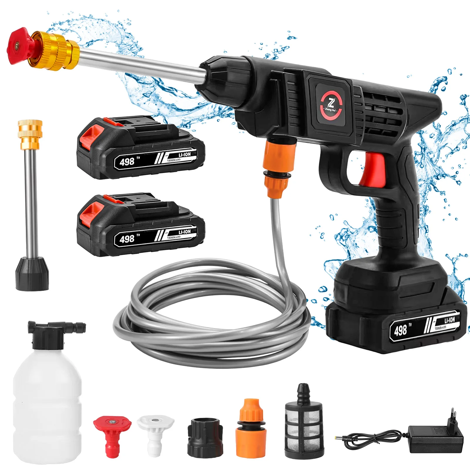 200W 50Bar Kabelloser Hochdruck-Sprühkopf Autowaschpistole Gartenreinigungsgerät Elektrowerkzeug für Makita 18V Akku