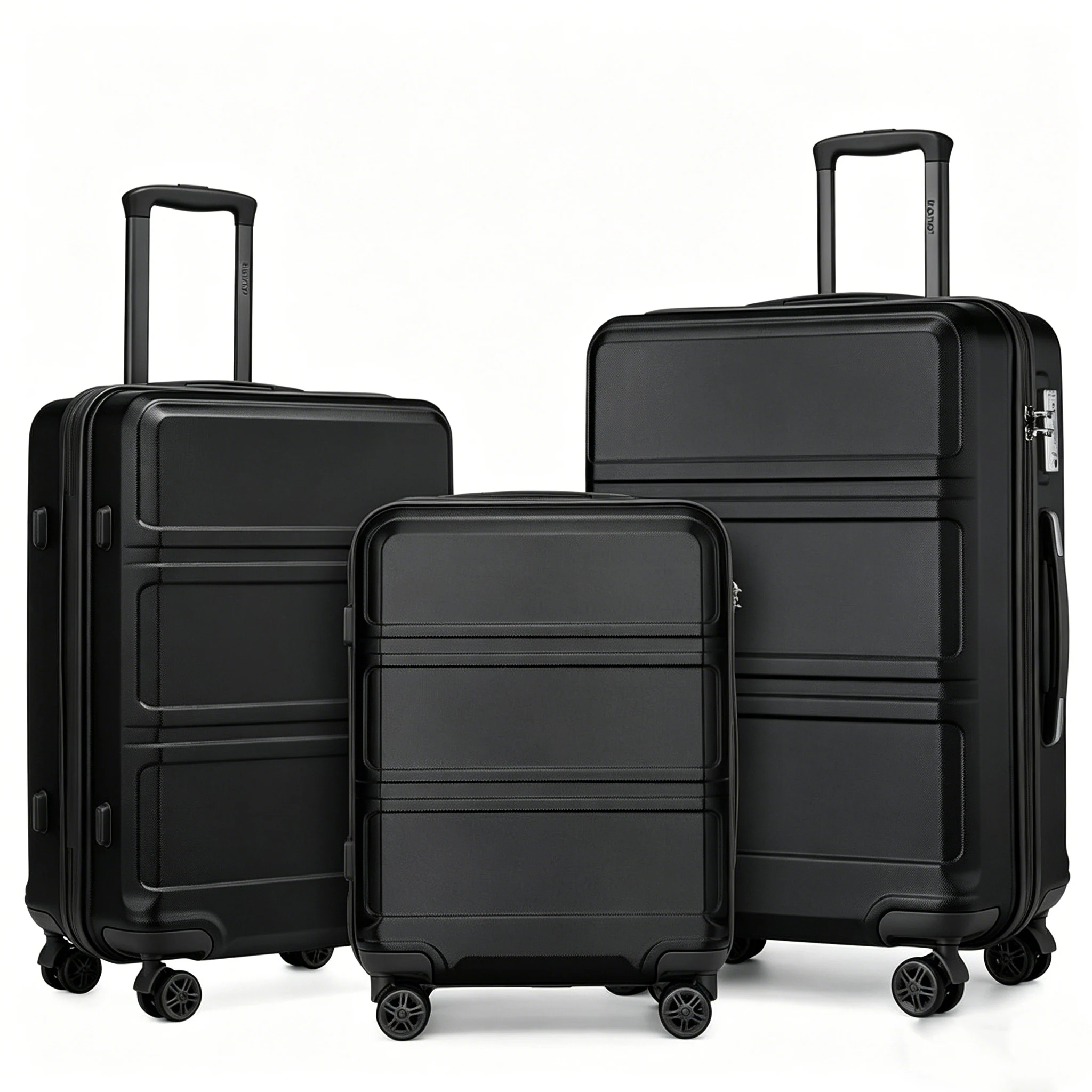 KONO 3-teiliges Kofferset 20/24/28 Zoll ABS+PC Hartschalenkoffer mit leisen Rollen & TSA-Schloss für Reisen