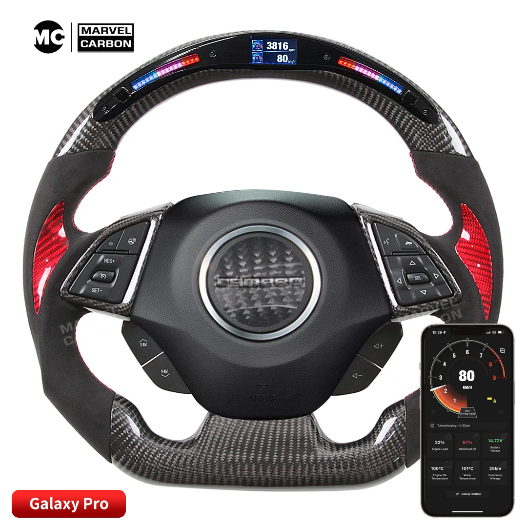 Real Carbon Fiber LED Performance Steering Wheel Display for Chevrolet Camaro - Compatible with 100% Authentic Material