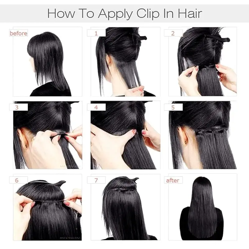 Clip In Hair Extensions Eendelig/5 Clips In Extensions 120G Rechte Clip-Ins 100% Onbewerkt Braziliaans Mensenhaar # 1b