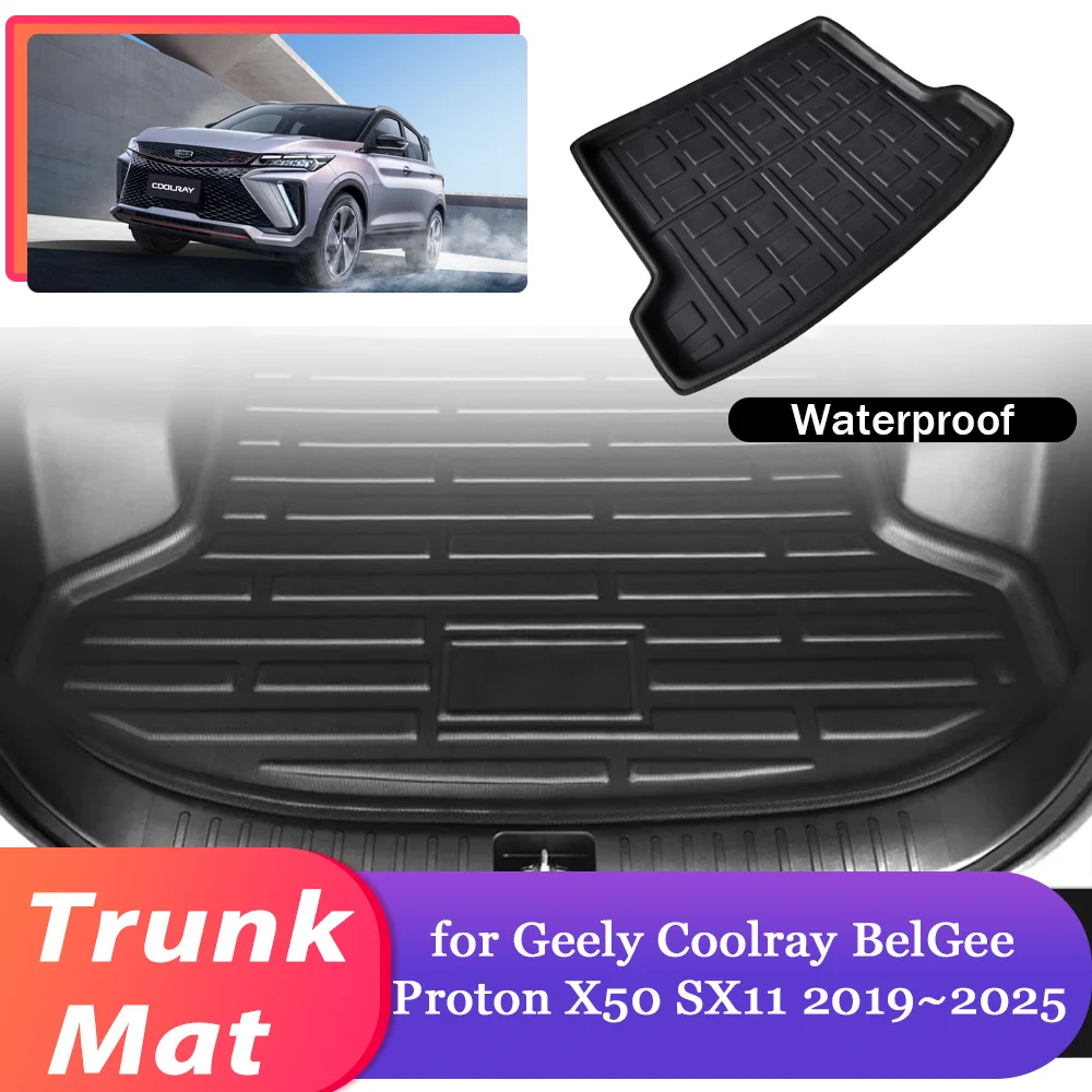 Car Trunk Mat for Geely Coolray BelGee Proton X50 SX11 2019~2025 Luggage Waterproof Cargo Pad Liner Boot Cover Carpet Accessorie