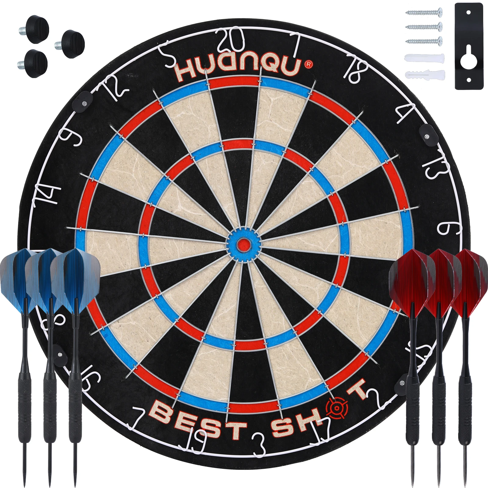 

Huanqu 18inch Sisal Dartboard Includes 6 Darts and a Scorecard, Triangular Net Target with Accurate Scoring, Suitable for Family Entertainment and Sports Training
