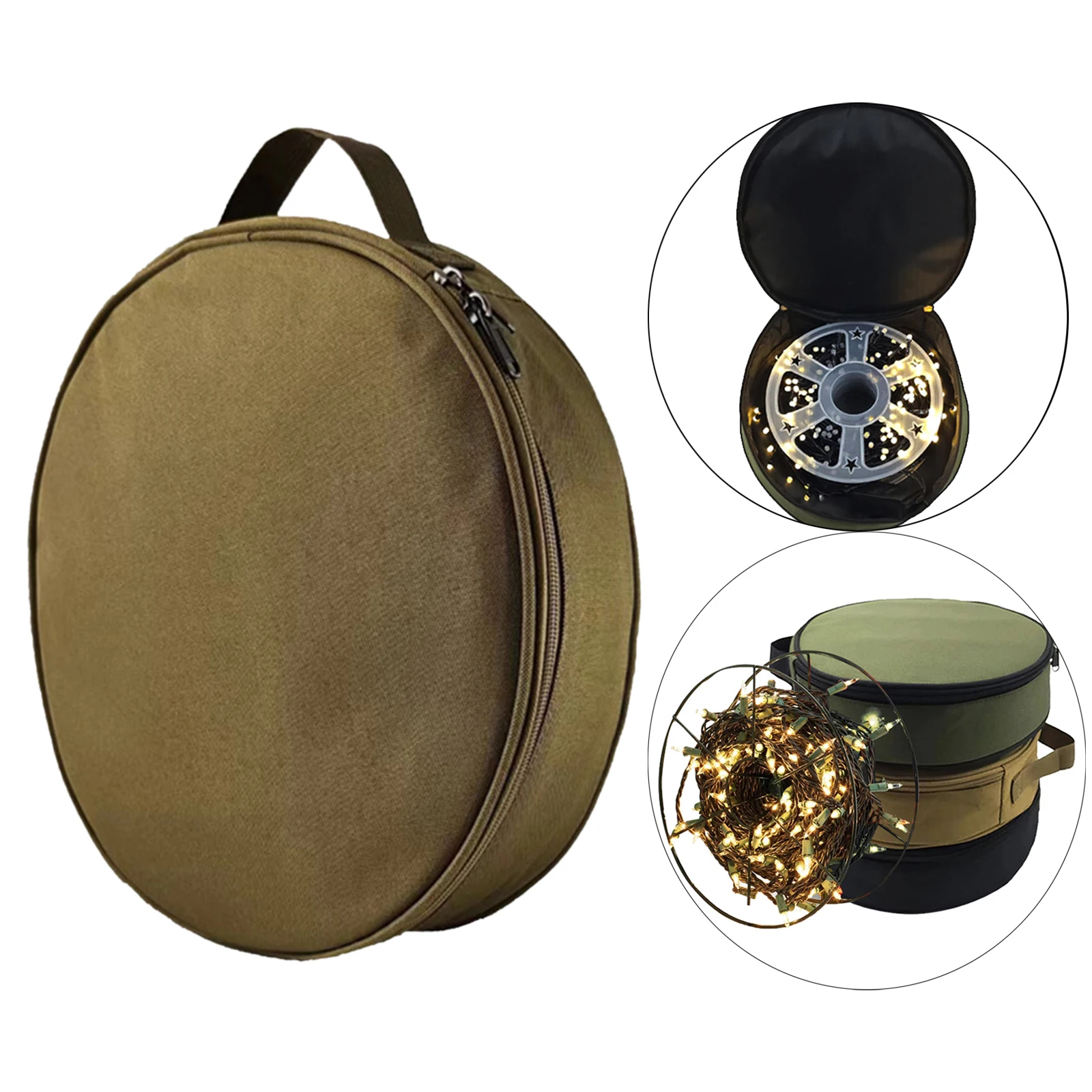 1x EV Cable Storage Bag Cord Hoses Organizer Accessories Wear Resistant Electric Car Load Bearing Handle Sturdy Round Cable Case