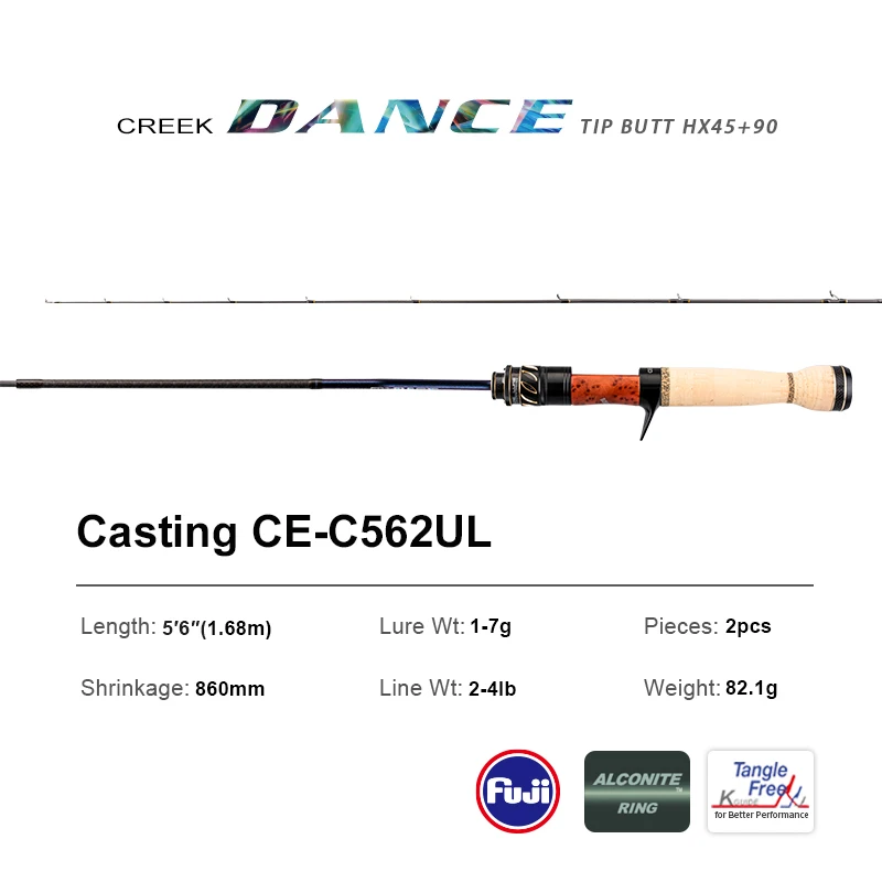 pure-lure PURELURE CREEK DANCE Forellenrute BFS Fishing Casting UL Spinning Light Travel Rod Stream Ejection Rod Fuji Alconite Ring Barsch 7