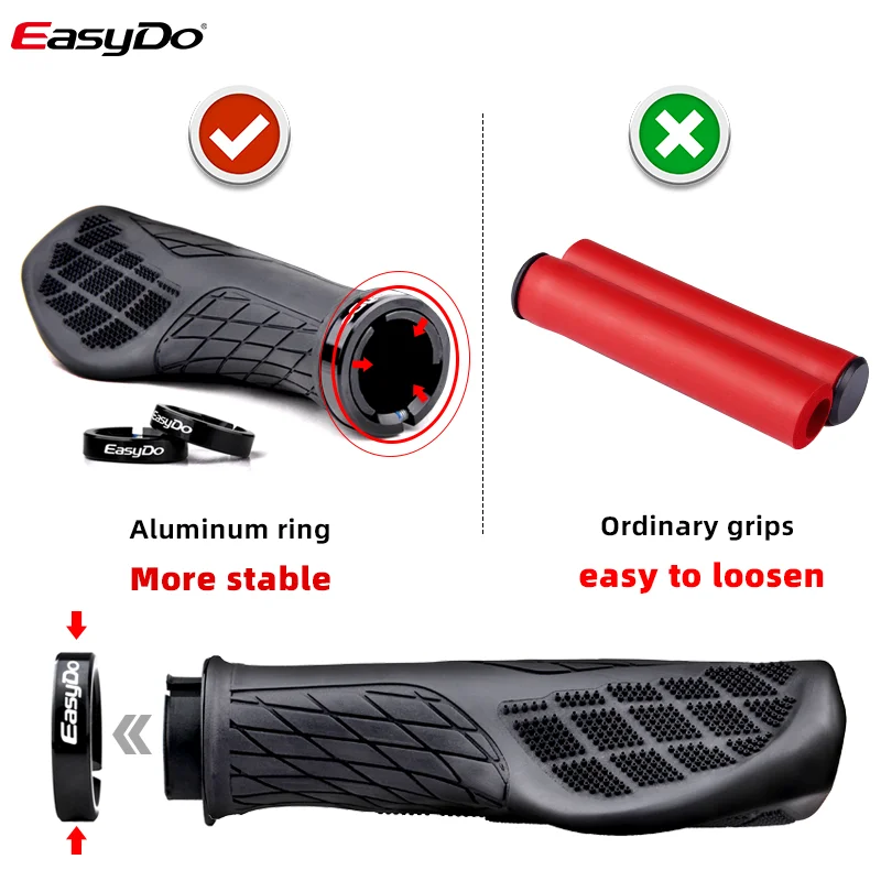 EasyDo Ergon 그립 인체 공학적 자전거 커프, Mtb 자전거 핸들 그립, 고무 엔지니어 플라스틱 자전거 그립, 미끄럼 방지 자전거 액세서리