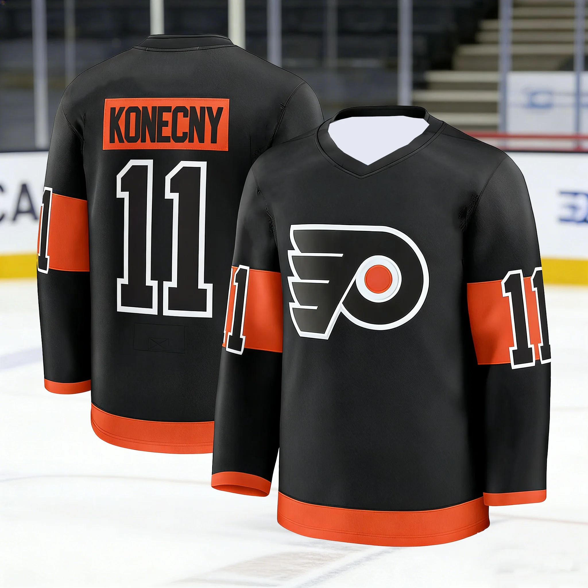 2026 Hockey Jersey Black Orange White 3D HD Print Fan Shirt 