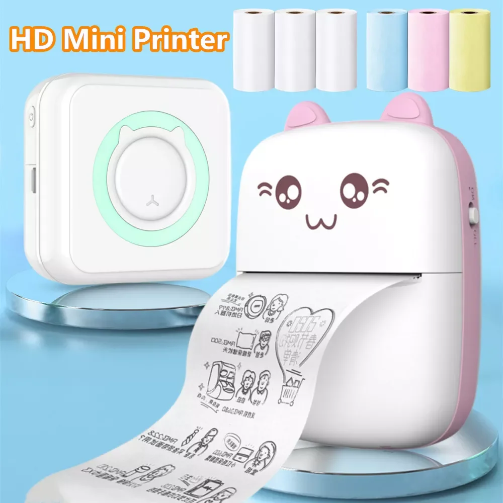 Papel de impresora Mini, etiqueta térmica, adhesivo colorido, autoadhesivo, inalámbrico, Bluetooth, impresión fotográfica sin tinta, 57mm