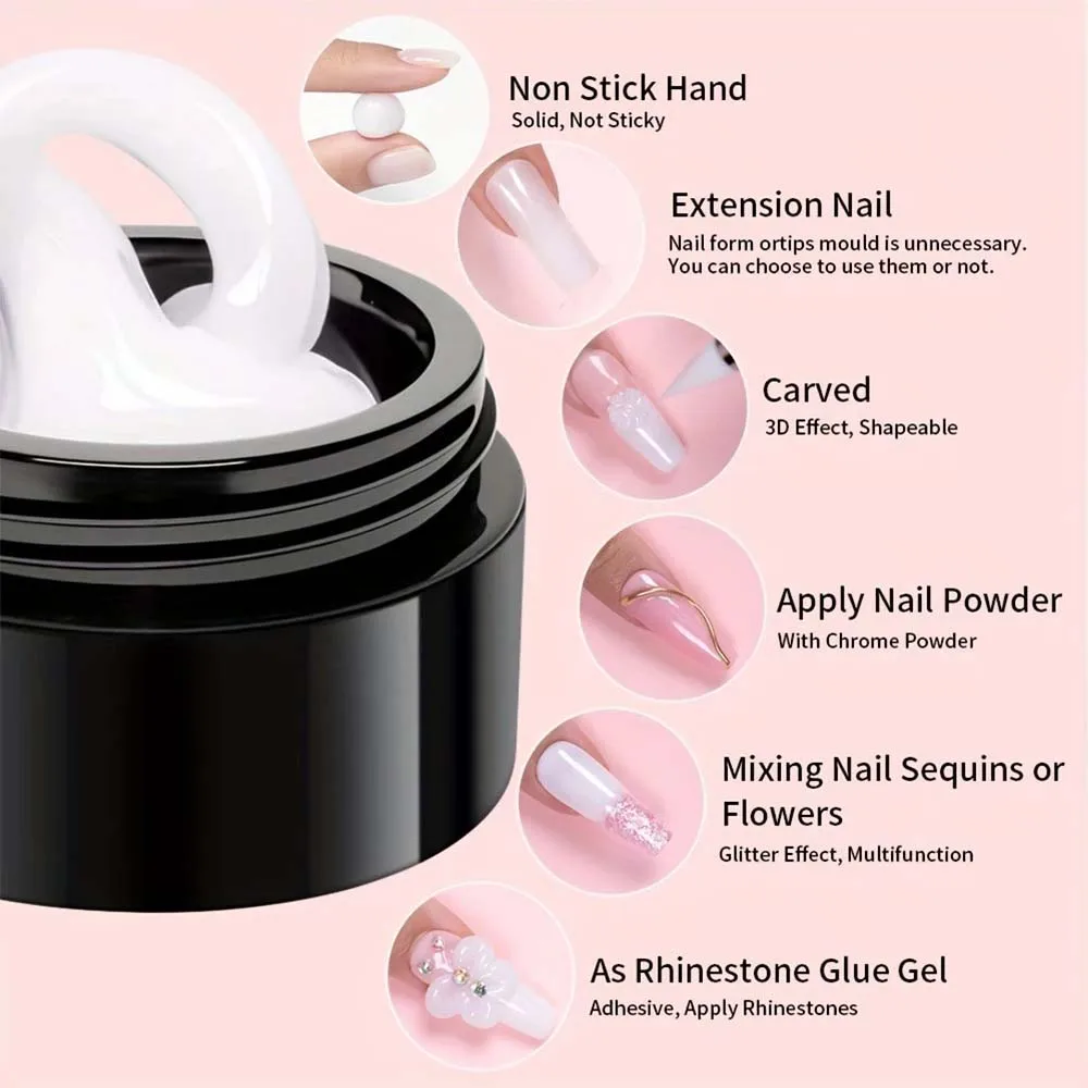 3 stks/set Solid Builder Gel voor Nagels, Wit, Roze, Naakt, Clear Hard Gel voor Nagels 3D Sculpting Gel Niet-plakkerige Hand Carving Gel