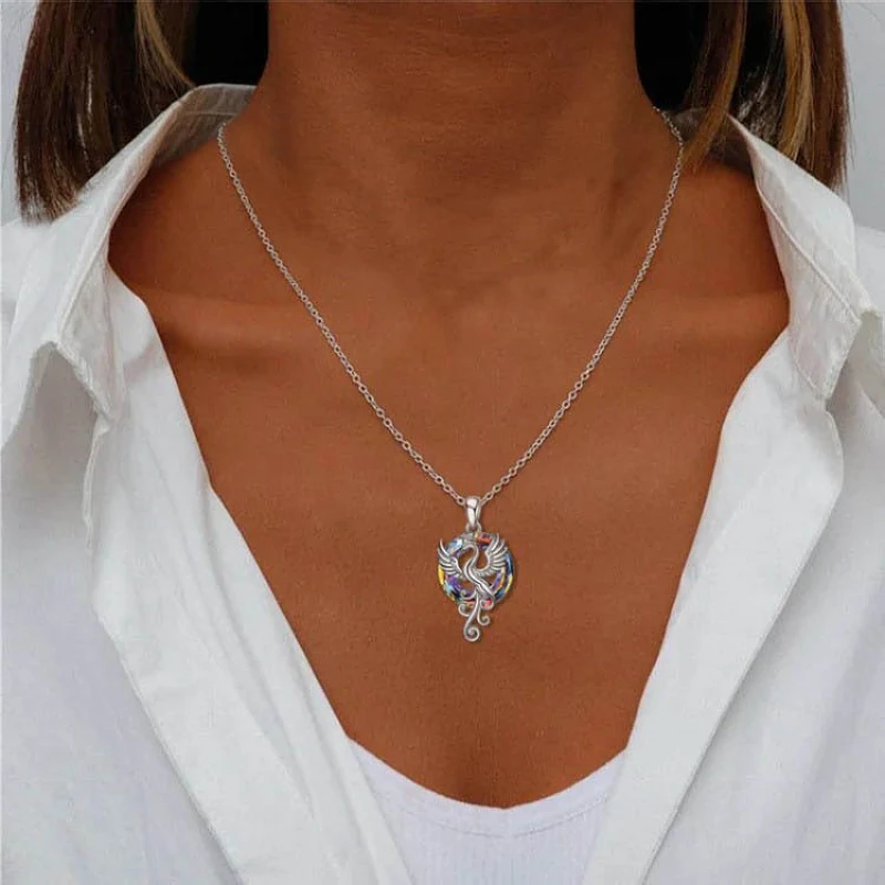 Fashion lovely Firebird crystal pendant necklace Lady colorful crystal phoenix wings pendant necklace beautiful birthday gift