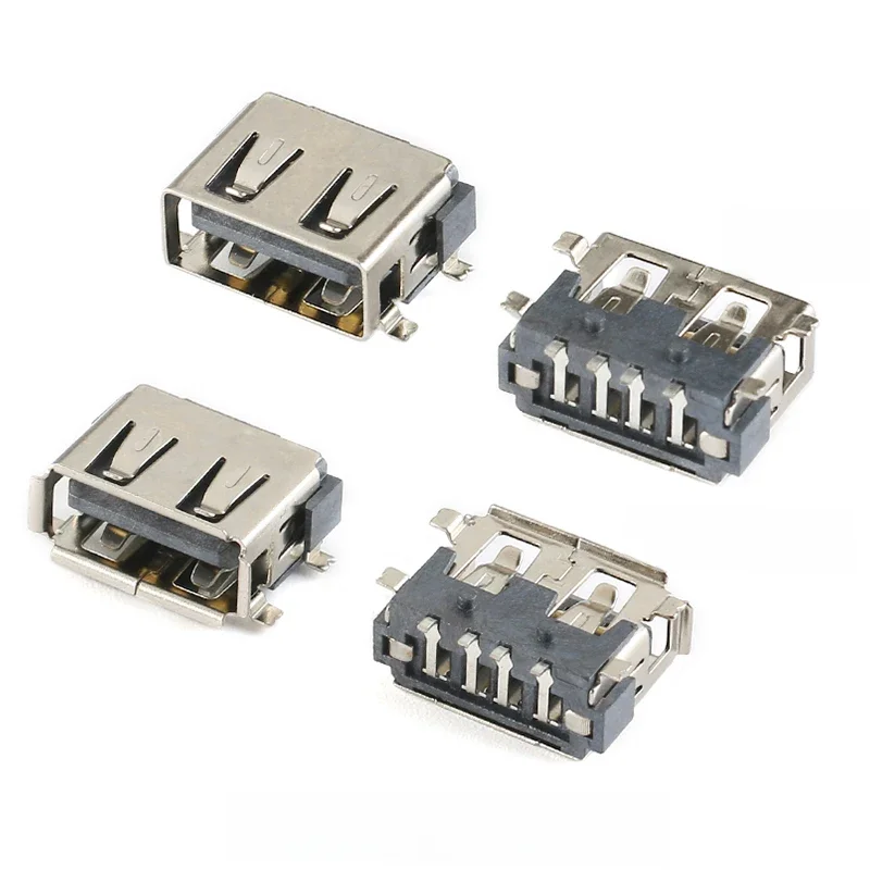 10 sztuk/partia SMD USB typ A kobieta jack 4PIN AF 10.0 do montażu PCB złącze wtykowe czarne płaskie krawędzi DIY naprawy telefonu części do zabawek — zdjęcie 2
